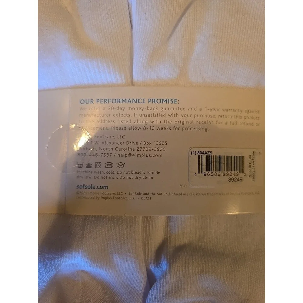 Sof Sole Cushioned Crew Socks Men's 8.5 12.5 Women's 11 13‎ Large White 6 Pair